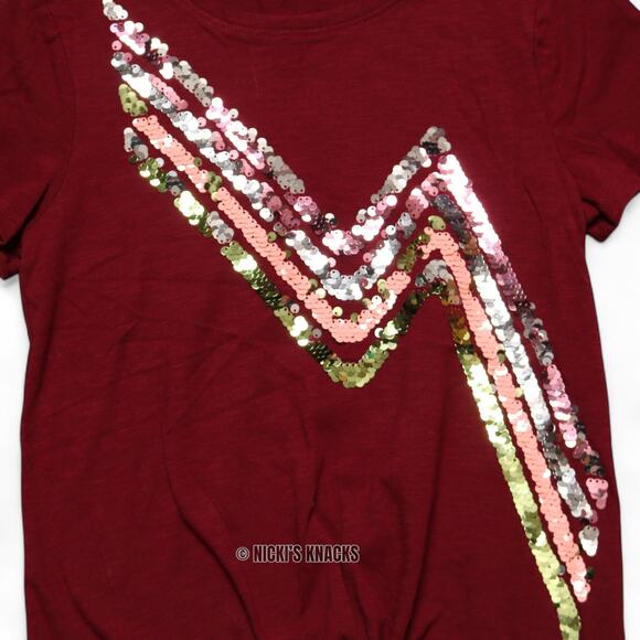 4/$20 - So Girls Favorite Embellished Short Sleeve T-Shirt Sequin Red Size 7 - Picture 3 of 6